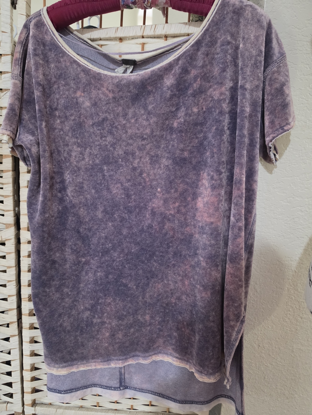 New, Free People Washed Purple Mineral Dye Short Sleeve Tee